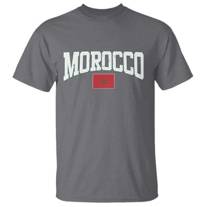 Morocco Football Throwback Design Vintage Moroccan Flag Jersey Style T Shirt TS11 Charcoal Print Your Wear