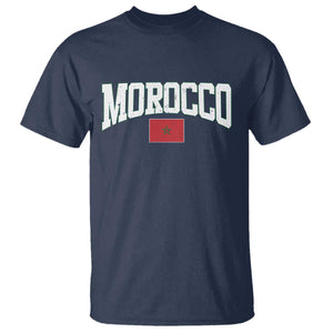 Morocco Football Throwback Design Vintage Moroccan Flag Jersey Style T Shirt TS11 Navy Print Your Wear