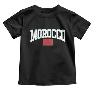 Morocco Football Throwback Design Vintage Moroccan Flag Jersey Style Toddler T Shirt TS11 Black Print Your Wear