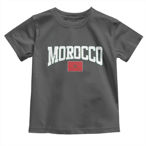 Morocco Football Throwback Design Vintage Moroccan Flag Jersey Style Toddler T Shirt TS11 Dark Heather Print Your Wear