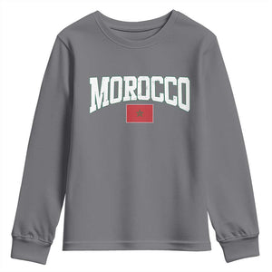 Morocco Football Throwback Design Vintage Moroccan Flag Jersey Style Youth Sweatshirt TS11 Charcoal Print Your Wear