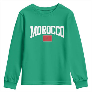 Morocco Football Throwback Design Vintage Moroccan Flag Jersey Style Youth Sweatshirt TS11 Irish Green Print Your Wear