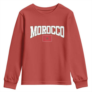 Morocco Football Throwback Design Vintage Moroccan Flag Jersey Style Youth Sweatshirt TS11 Red Print Your Wear