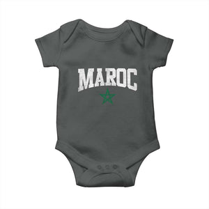 Morocco Maroc Pride Baby Onesie Moroccan Heritage Vintage Green Star TS11 Dark Heather Print Your Wear
