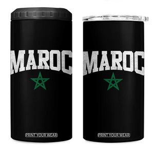 Morocco Maroc Pride 4 in 1 Can Cooler Tumbler Moroccan Heritage Vintage Green Star TS11 One Size: 16 oz Black Print Your Wear