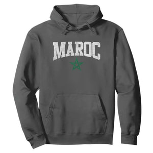 Morocco Maroc Pride Hoodie Moroccan Heritage Vintage Green Star TS11 Dark Heather Print Your Wear