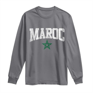 Morocco Maroc Pride Long Sleeve Shirt Moroccan Heritage Vintage Green Star TS11 Charcoal Print Your Wear