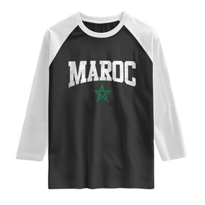 Morocco Maroc Pride Raglan Shirt Moroccan Heritage Vintage Green Star TS11 Black White Print Your Wear