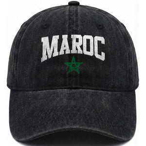 Morocco Maroc Pride Washed Cotton Baseball Cap Moroccan Heritage Vintage Green Star TS11 Print Your Wear