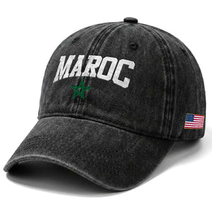 Morocco Maroc Pride Washed Cotton Baseball Cap Moroccan Heritage Vintage Green Star TS11 Print Your Wear