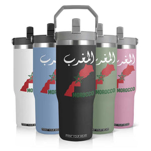 Proud Moroccan Vintage Marocco Map with Arabic Characters Flip Straw Tumbler TS11 Print Your Wear