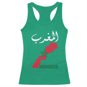 Proud Moroccan Vintage Marocco Map with Arabic Characters Racerback Tank Top TS11 Irish Green Print Your Wear