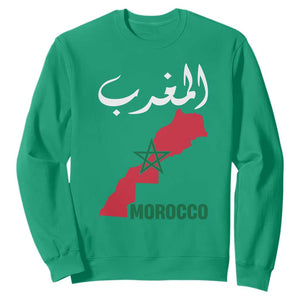 Proud Moroccan Vintage Marocco Map with Arabic Characters Sweatshirt TS11 Irish Green Print Your Wear