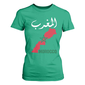 Proud Moroccan Vintage Marocco Map with Arabic Characters T Shirt For Women TS11 Irish Green Print Your Wear
