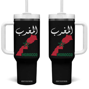 Proud Moroccan Vintage Marocco Map with Arabic Characters Tumbler With Handle TS11 One Size: 40 oz Black Print Your Wear