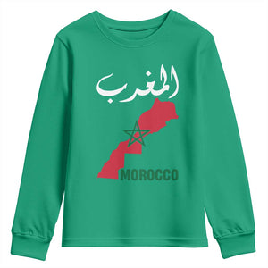 Proud Moroccan Vintage Marocco Map with Arabic Characters Youth Sweatshirt TS11 Irish Green Print Your Wear
