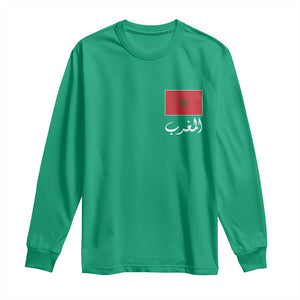 Moroccan Heritage Vintage Marocco Flag with Arabic Characters Long Sleeve Shirt TS11 Irish Green Print Your Wear
