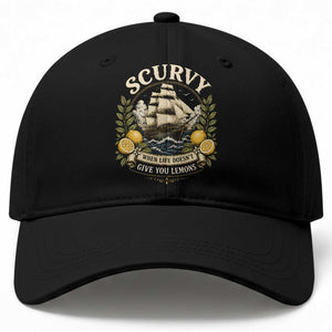 Scurvy When Life Doesnt Give You Lemons Baseball Cap Funny Pirate Lemon Vitamin C