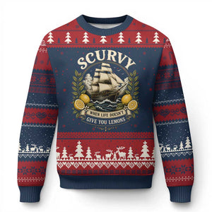 Scurvy When Life Doesnt Give You Lemons Ugly Christmas Sweater Funny Pirate Lemon Vitamin C