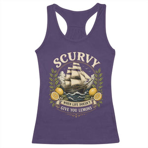 Scurvy When Life Doesnt Give You Lemons Racerback Tank Top Funny Pirate Lemon Vitamin C