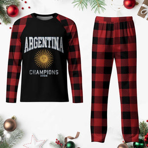 Argentina Champions 2026 Plaid Pajama Set Argentinian Pride Vintage Sol De Mayo