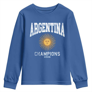 Argentina Champions 2026 Youth Sweatshirt Argentinian Pride Vintage Sol De Mayo