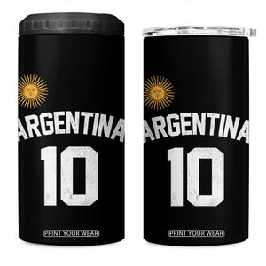 Argentina Football Number 10 Jersey Style 4 in 1 Can Cooler Tumbler Soccer Fan TS11 One Size: 16 oz Black Print Your Wear
