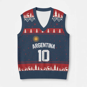 Argentina Football Number 10 Jersey Style V-Neck Knit Sweater Vest Soccer Fan