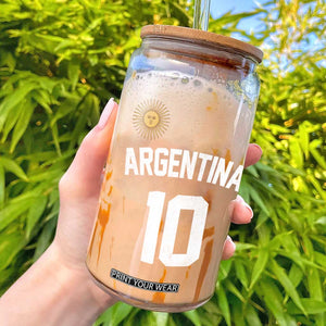 Argentina Football Number 10 Jersey Style Glass Can Soccer Fan TS11 Black Print Your Wear