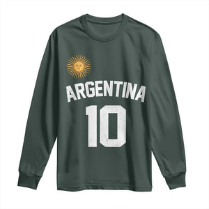 Argentina Football Number 10 Jersey Style Long Sleeve Shirt Soccer Fan