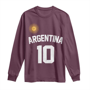 Argentina Football Number 10 Jersey Style Long Sleeve Shirt Soccer Fan