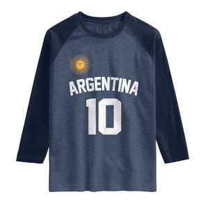 Argentina Football Number 10 Jersey Style Raglan Shirt Soccer Fan