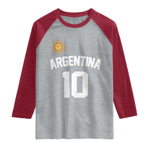 Argentina Football Number 10 Jersey Style Raglan Shirt Soccer Fan
