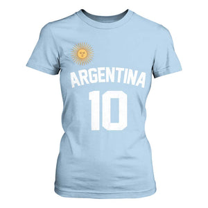 Argentina Football Number 10 Jersey Style T Shirt For Women Soccer Fan