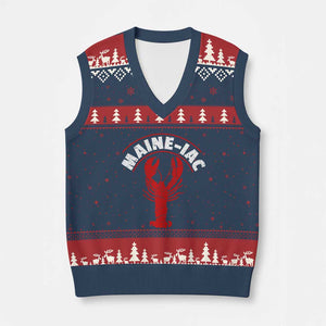 Maine Lobster V-Neck Knit Sweater Vest Funny Maine iac Lobstering Fisherman