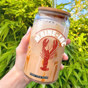 Maine Lobster Glass Can Funny Maine iac Lobstering Fisherman