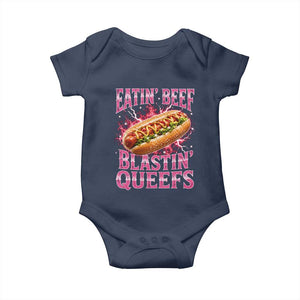 Eatin Beef Blastin' Queefs Funny Embarrassing Hot Dog Retro Bootleg Baby Onesie