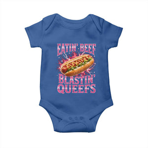 Eatin Beef Blastin' Queefs Funny Embarrassing Hot Dog Retro Bootleg Baby Onesie