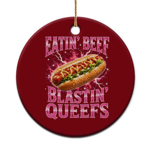 Eatin Beef Blastin' Queefs Funny Embarrassing Hot Dog Retro Bootleg Ceramic Ornament