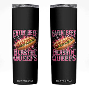 Eatin Beef Blastin' Queefs Funny Embarrassing Hot Dog Retro Bootleg Skinny Tumbler