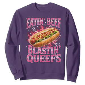 Eatin Beef Blastin' Queefs Funny Embarrassing Hot Dog Retro Bootleg Sweatshirt