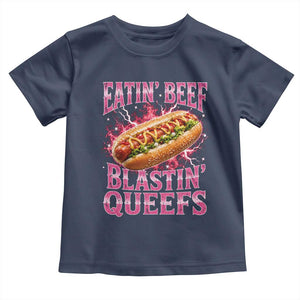 Eatin Beef Blastin' Queefs Funny Embarrassing Hot Dog Retro Bootleg Toddler T Shirt
