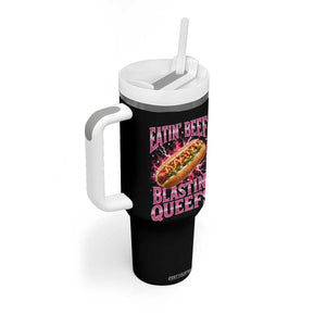 Eatin Beef Blastin' Queefs Funny Embarrassing Hot Dog Retro Bootleg Tumbler With Handle