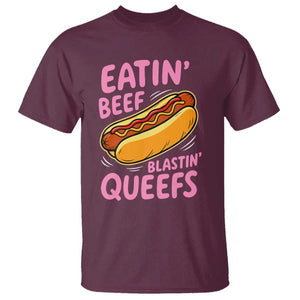 Eatin Beef Blastin' Queefs Funny Hot Dog Adult Humor T Shirt