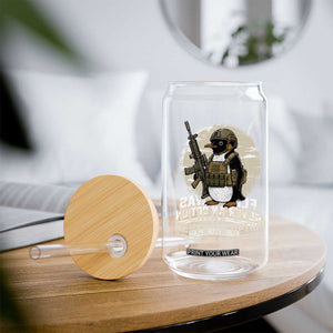 Funny Penguin Flight Was Never An Option Glass Can Tactical Penguin Gun Lover TS11 Print Your Wear