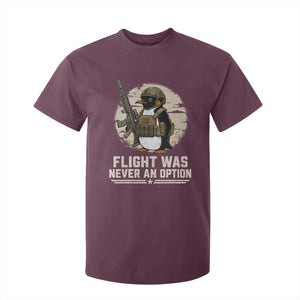 Funny Penguin Flight Was Never An Option T Shirt For Kid Tactical Penguin Gun Lover TS11 Maroon Print Your Wear