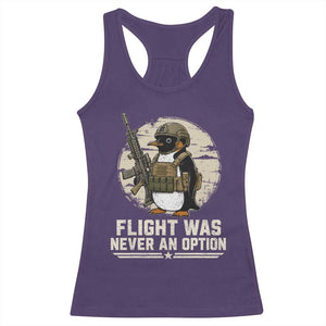 Funny Penguin Flight Was Never An Option Racerback Tank Top Tactical Penguin Gun Lover TS11 Purple Print Your Wear