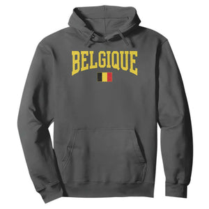 Belgium Belgique Throwback Design Vintage Belgian Flag Jersey Style Hoodie TS11 Dark Heather Print Your Wear