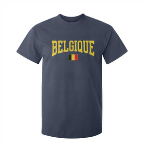 Belgium Belgique Throwback Design Vintage Belgian Flag Jersey Style T Shirt For Kid TS11 Navy Print Your Wear