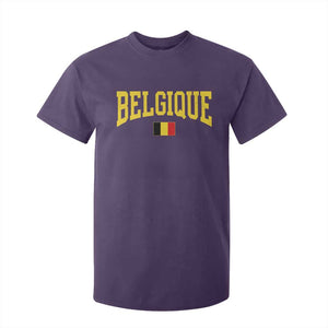Belgium Belgique Throwback Design Vintage Belgian Flag Jersey Style T Shirt For Kid TS11 Purple Print Your Wear